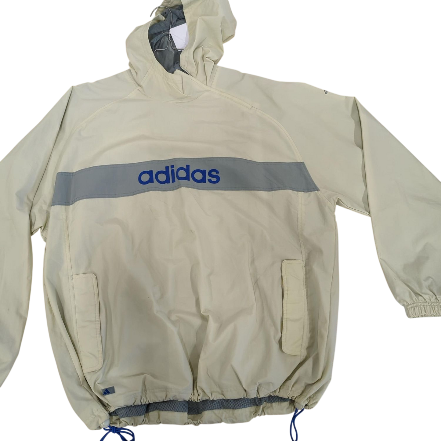 Adidas Beige Windbreaker Jacket with Reflective Strip - Size L