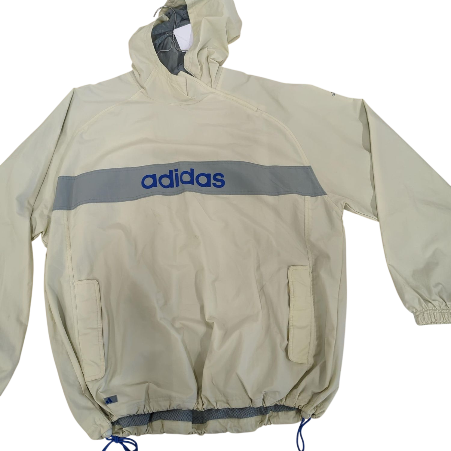 Adidas Beige Windbreaker Jacket with Reflective Strip - Size L