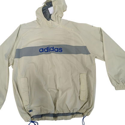 Adidas Beige Windbreaker Jacket with Reflective Strip - Size L