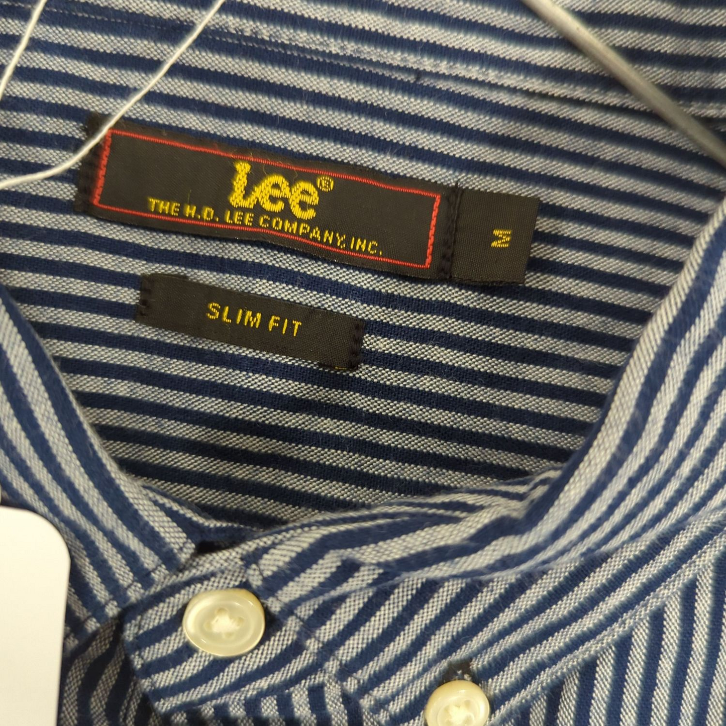 Lee Blue & White Striped Button-Down Shirt - Slim Fit