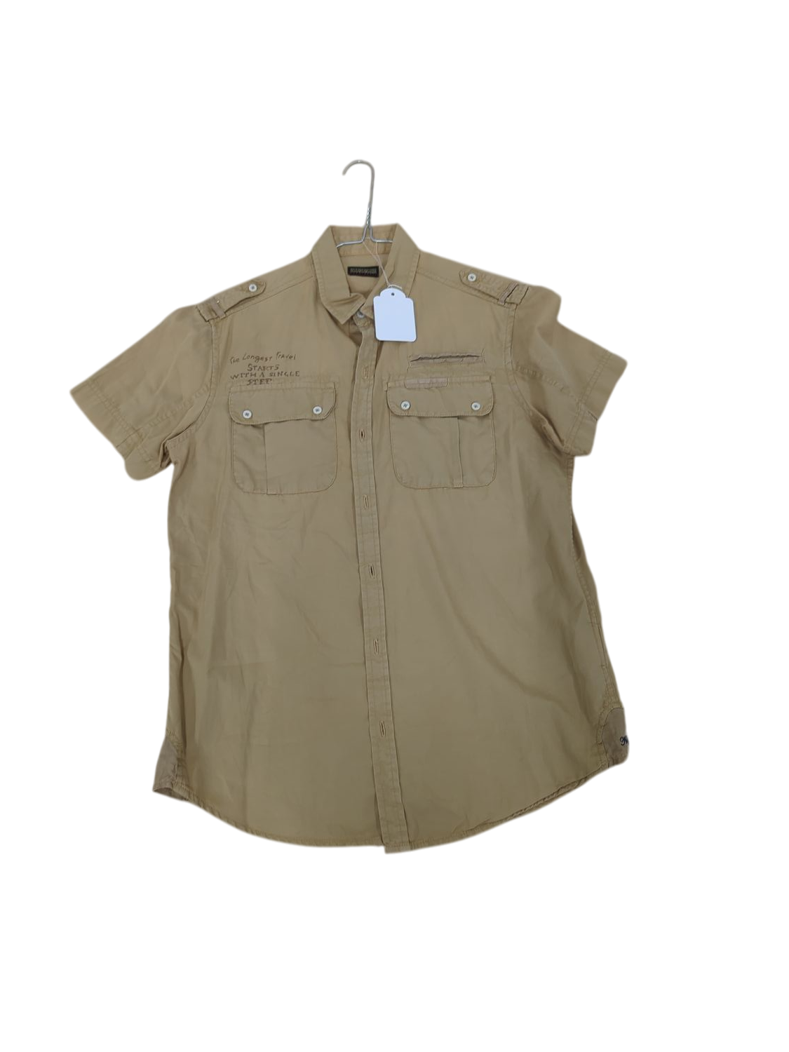 Napapijri Beige Short Sleeve Button-Down Shirt - Size S