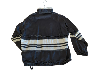 Vintage Asics Black and White Windbreaker Jacket with Half-Zip