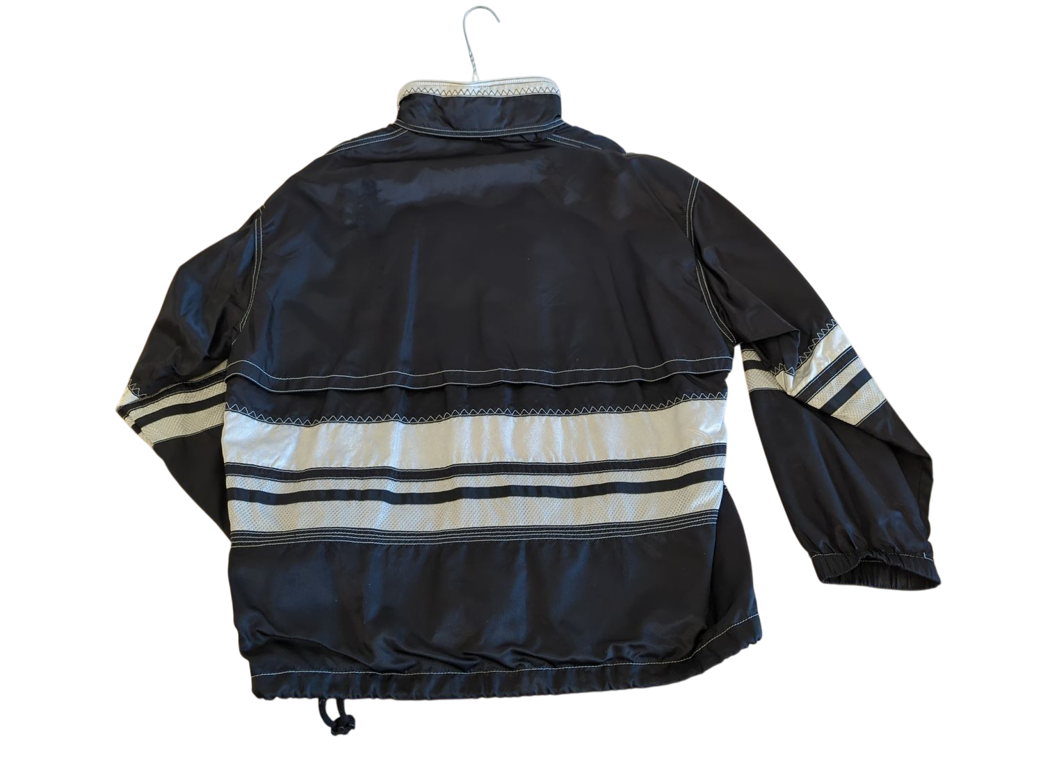 Vintage Asics Black and White Windbreaker Jacket with Half-Zip