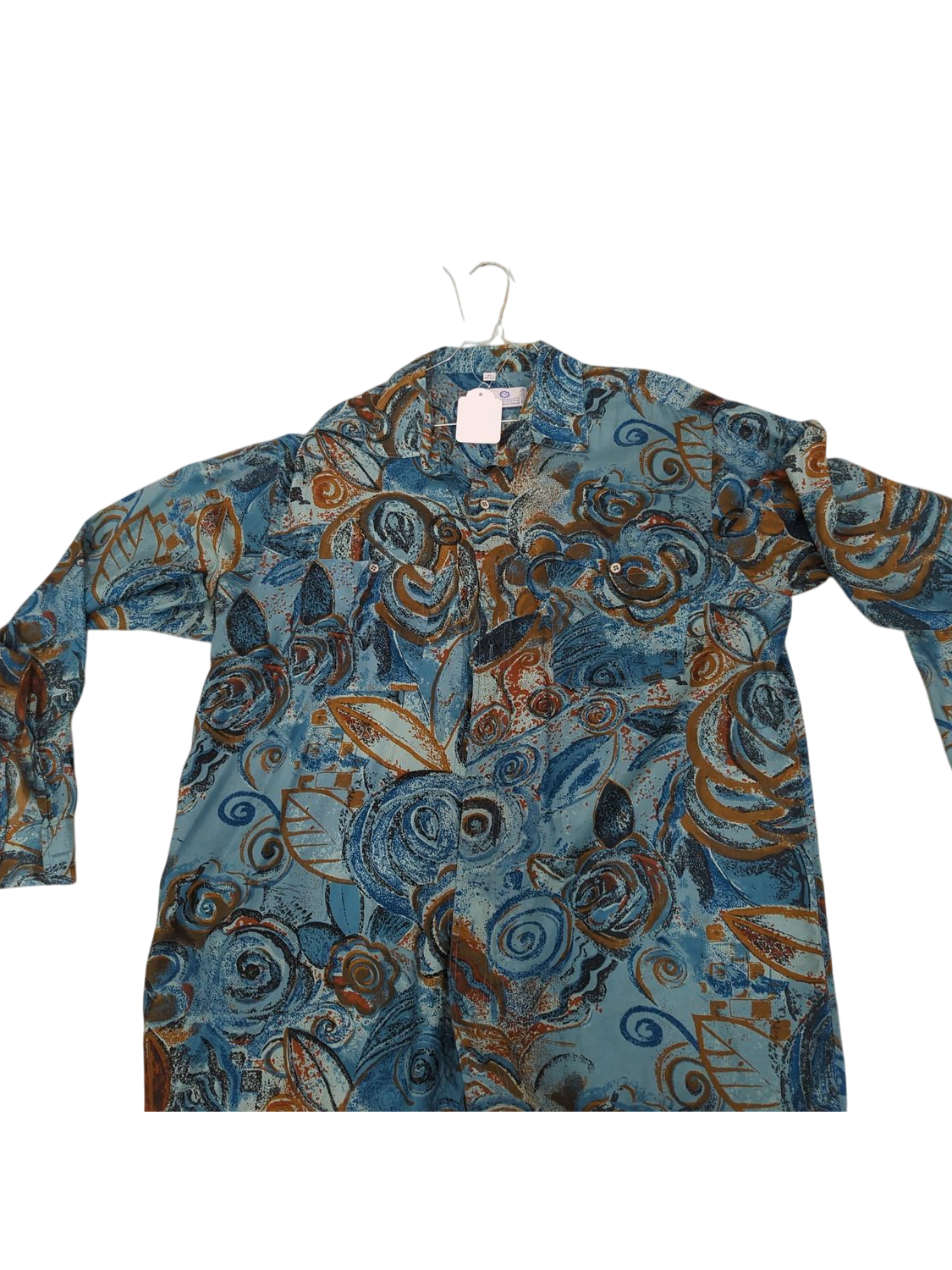 East 100% Silk Patterned Blouse - Size XL