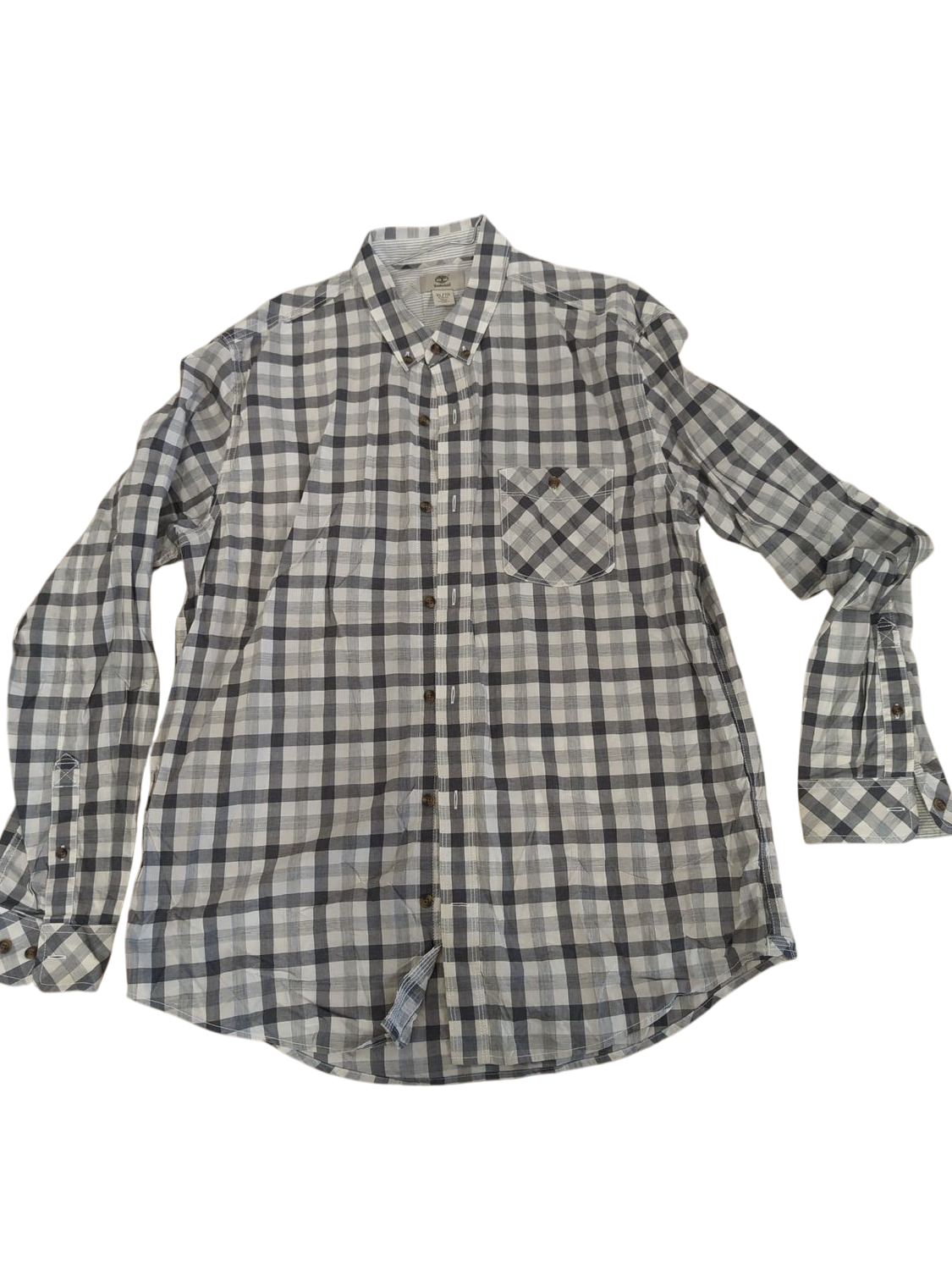 Timberland Grey & White Checkered Button-Down Shirt - Size XL