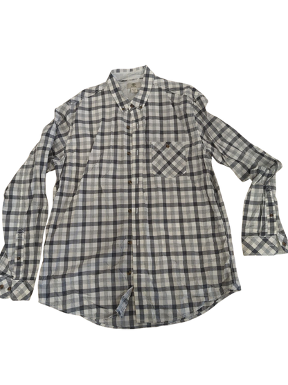 Timberland Grey & White Checkered Button-Down Shirt - Size XL