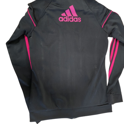 Adidas Black Track Jacket with Pink Details - Women's Size Small