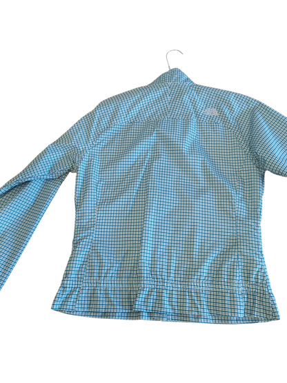 The North Face Blue Checkered Windbreaker Jacket - Size S