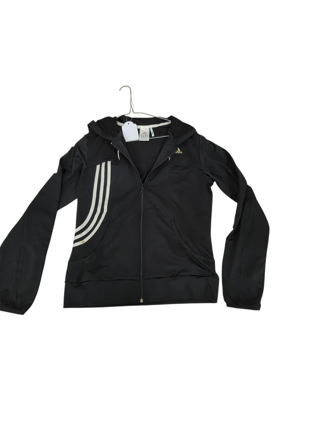 Adidas Black Track Jacket with 3 Stripes - Size M