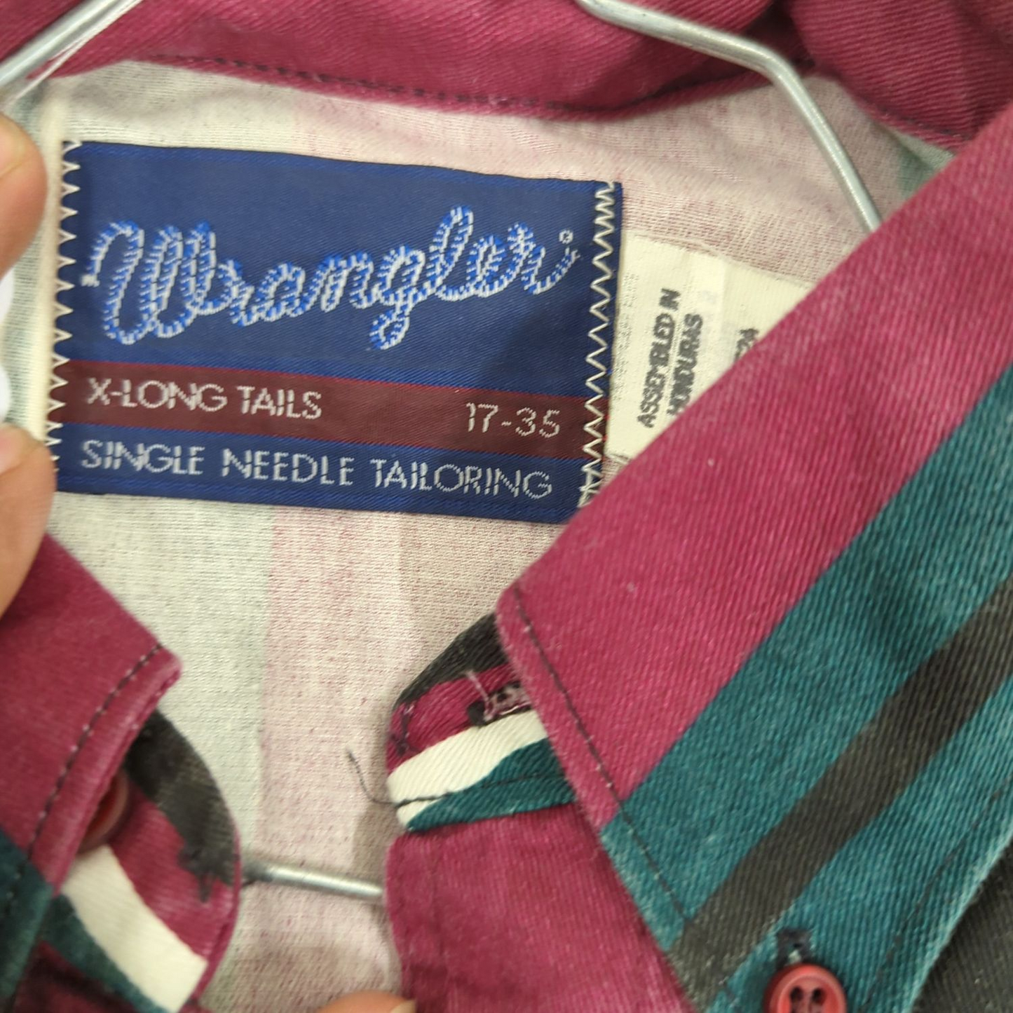 Vintage Wrangler Button-Down Shirt - Argyle Pattern - Size 17-35