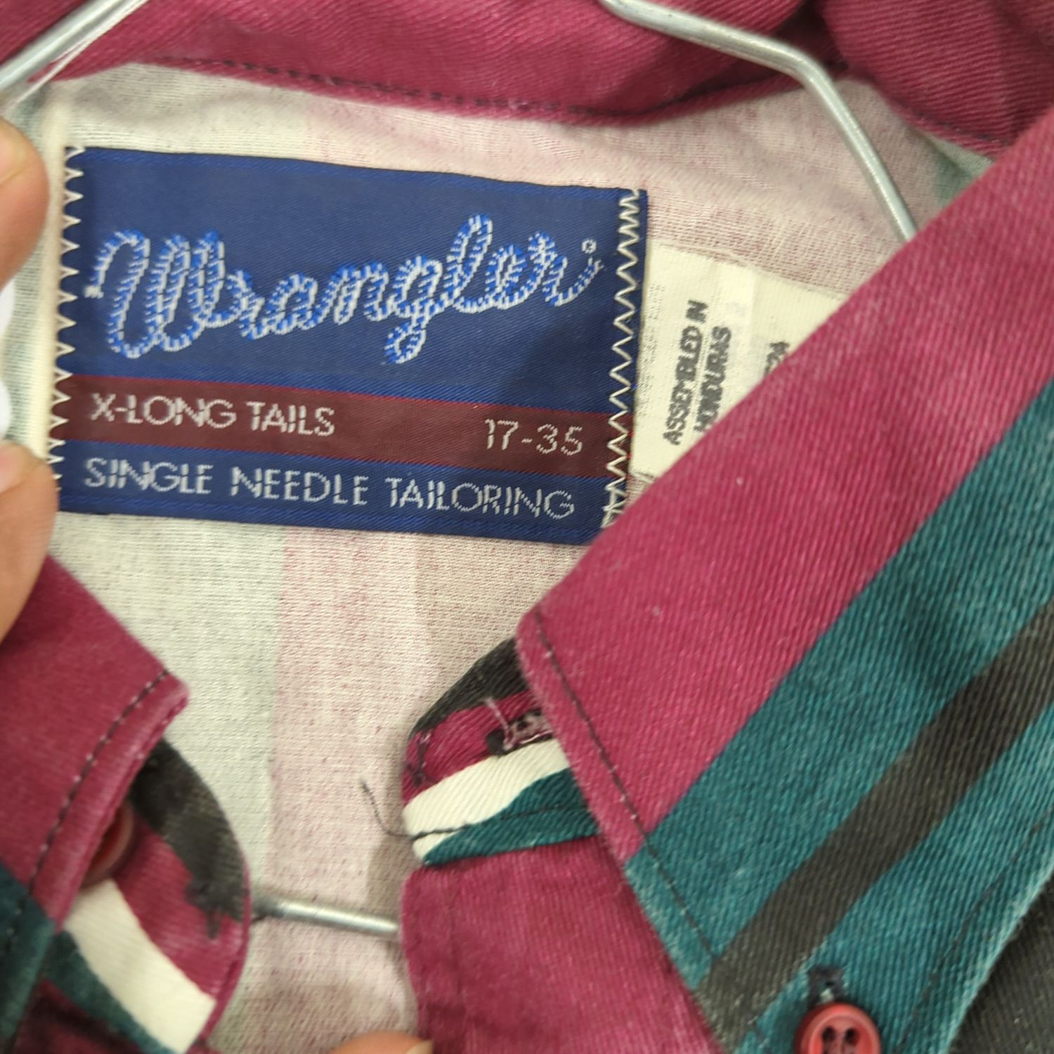 Vintage Wrangler Button-Down Shirt - Argyle Pattern - Size 17-35