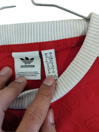 Adidas Red Sweatshirt with Classic 3-Stripes - UK 10/US S