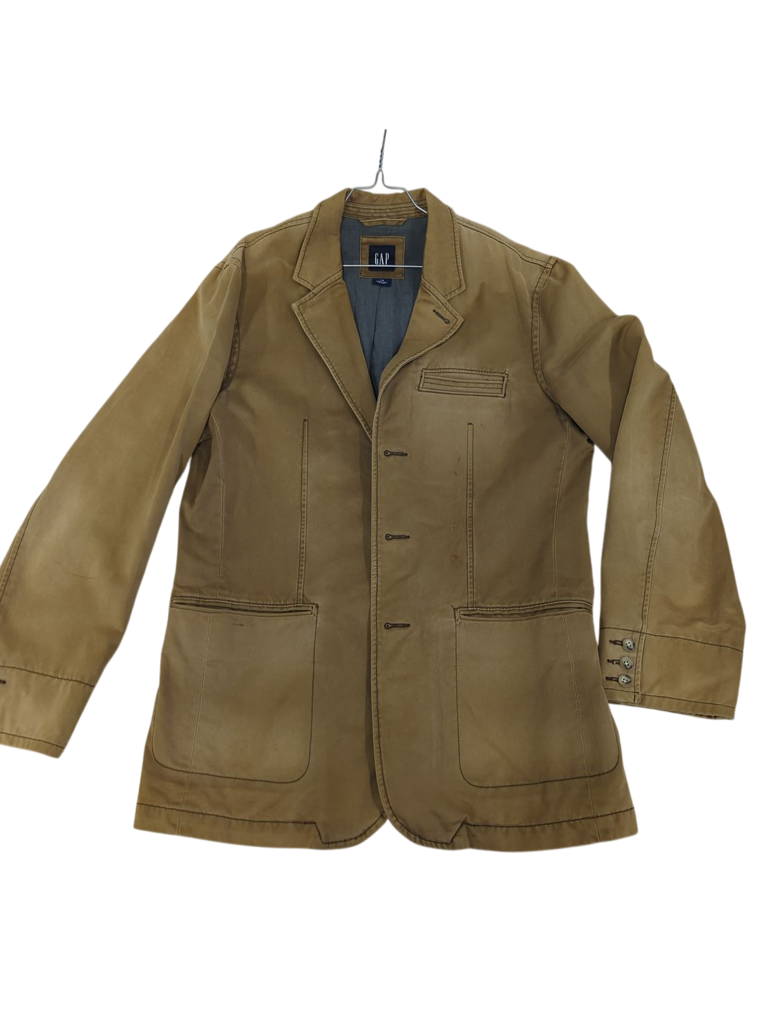 GAP Beige Cotton Jacket with Navy Lining - Size L