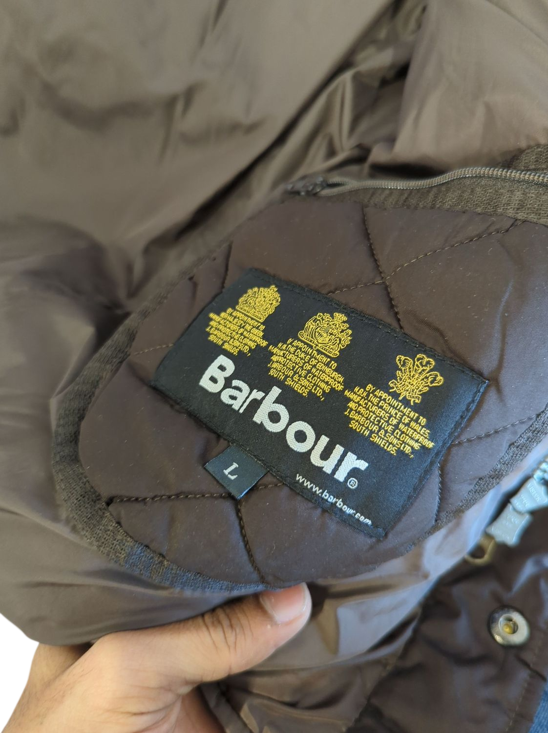 Barbour Brown Quilted Jacket - Size L