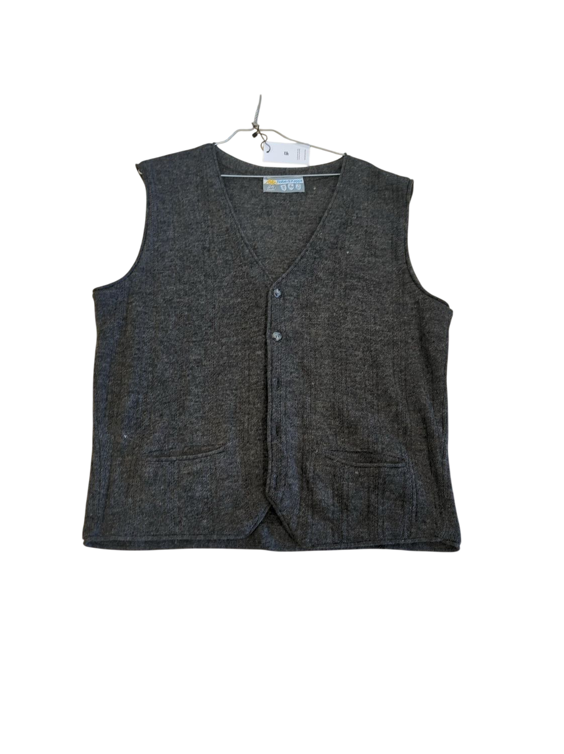 Robe di Kappa Grey Wool V-neck Vest with Pockets