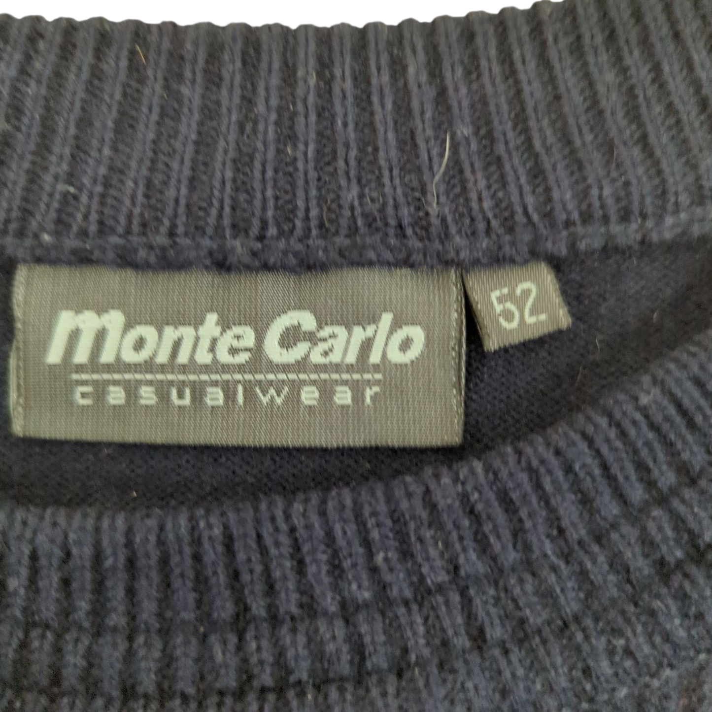 Monte Carlo Navy Blue Sweater with Argyle Pattern - Size 52