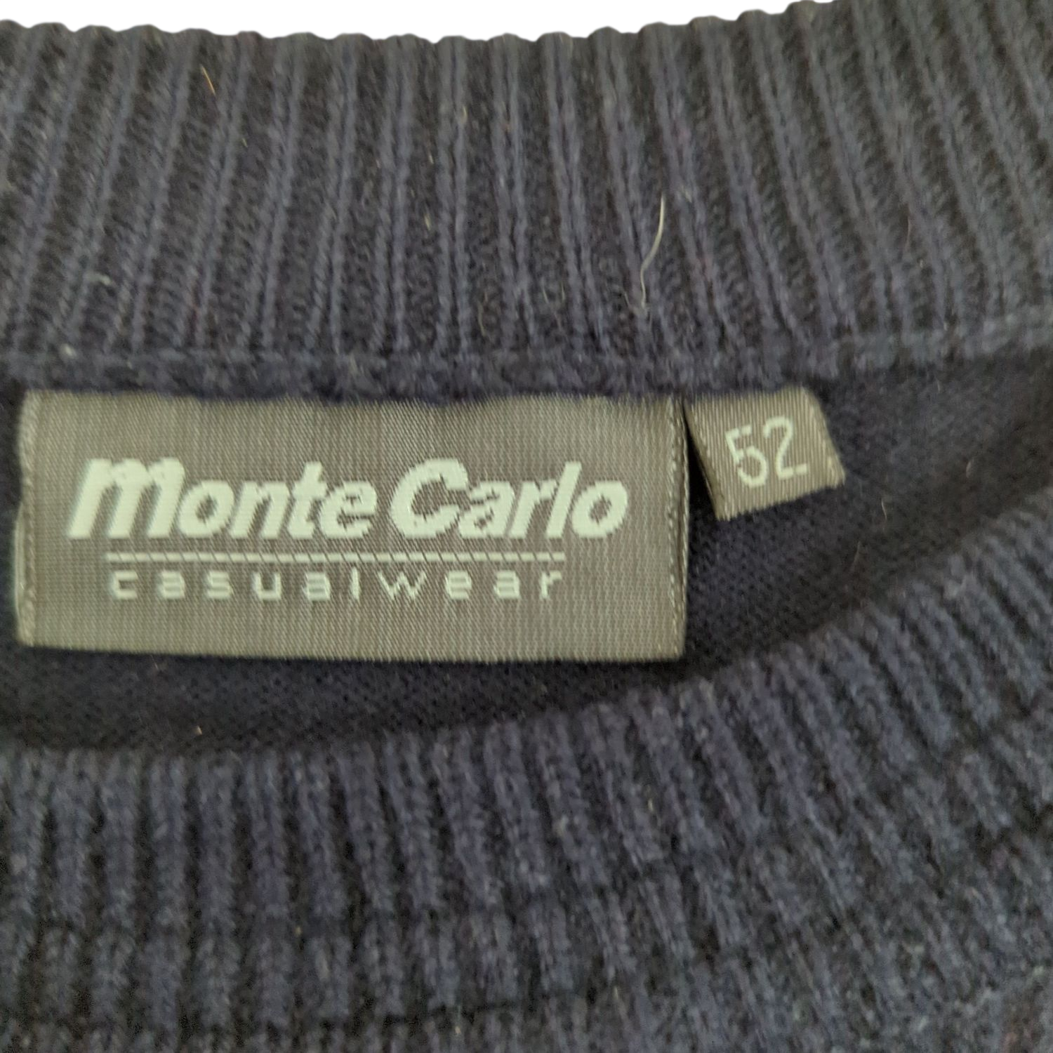 Monte Carlo Navy Blue Sweater with Argyle Pattern - Size 52