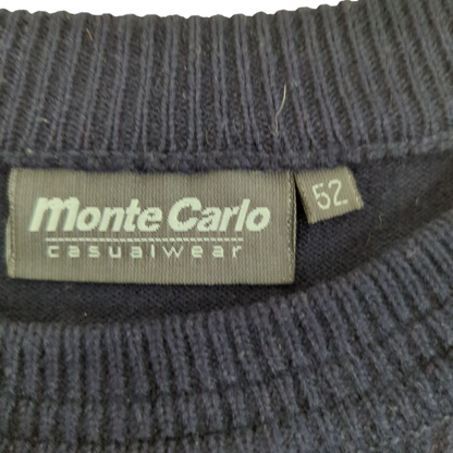 Monte Carlo Navy Blue Sweater with Argyle Pattern - Size 52