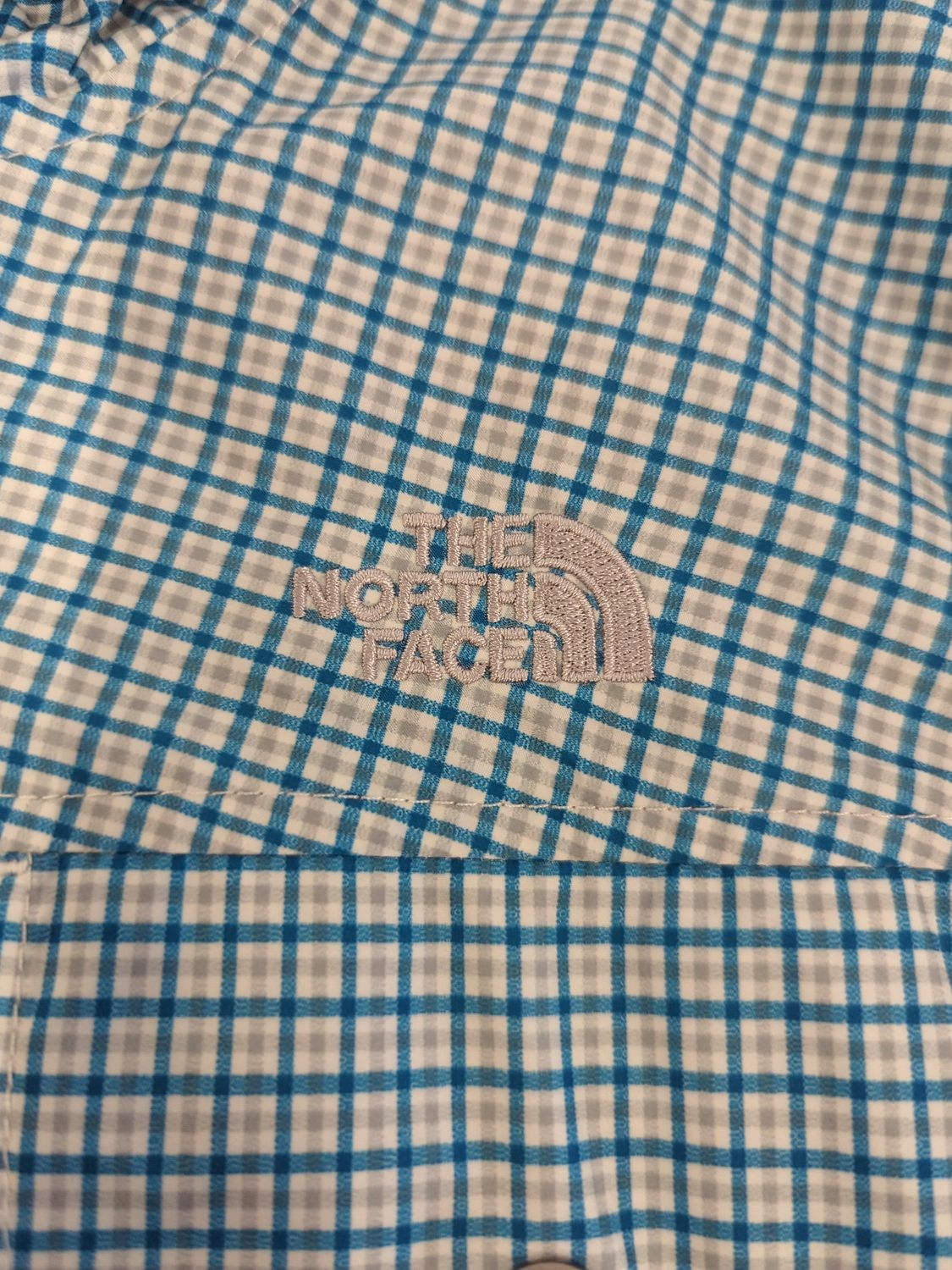The North Face Blue Checkered Windbreaker Jacket - Size S