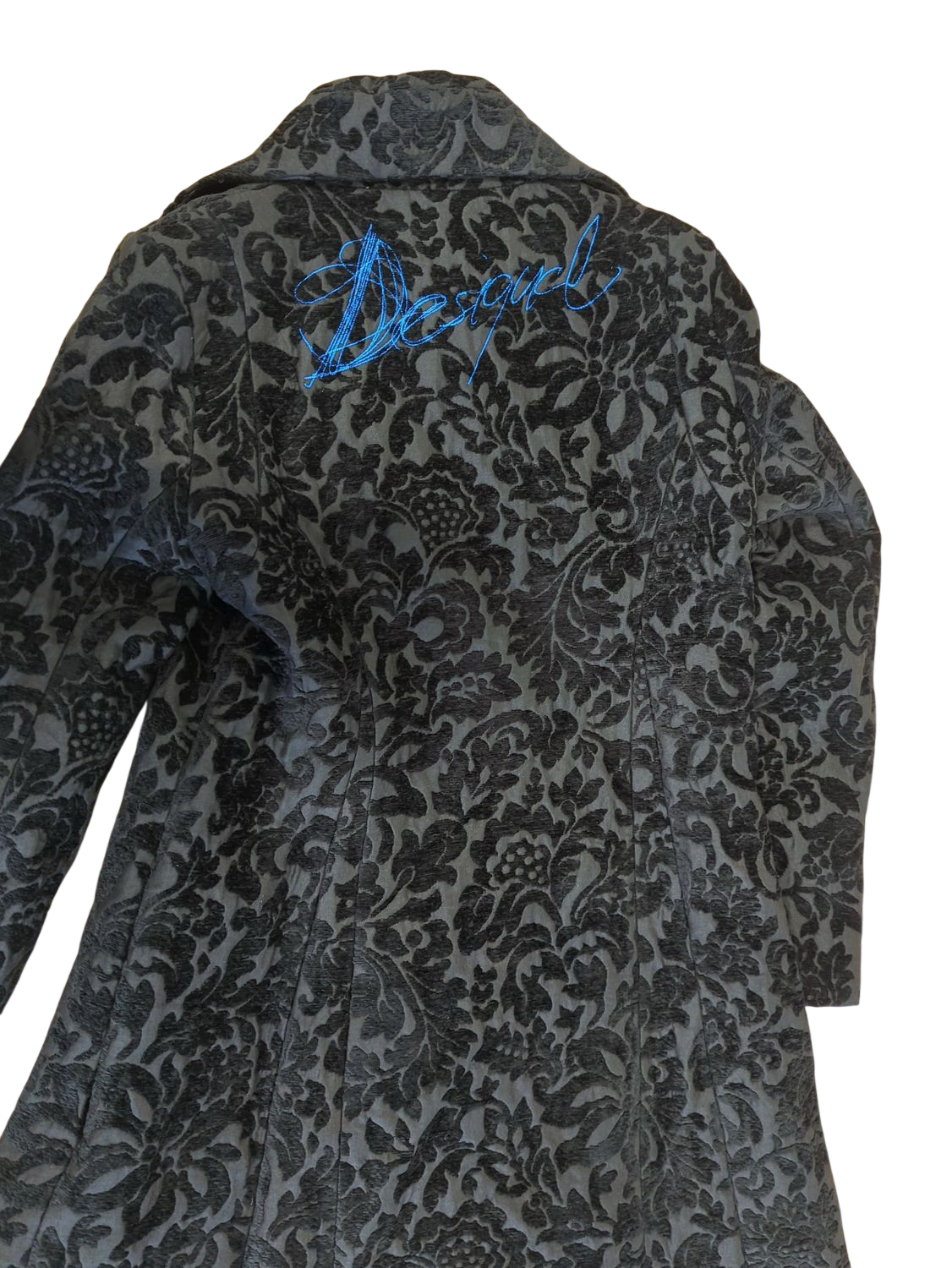 Black Floral Velvet Blazer Jacket with Decorative Lining