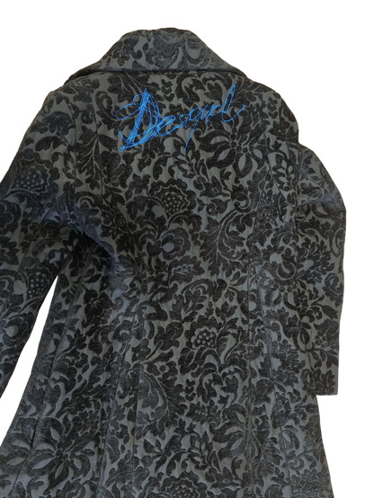 Black Floral Velvet Blazer Jacket with Decorative Lining