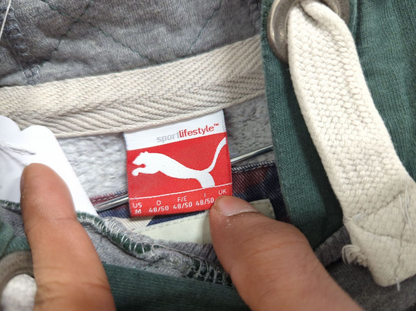 Puma Lifestyle Green and Grey Hoodie - Size UK D 48/50