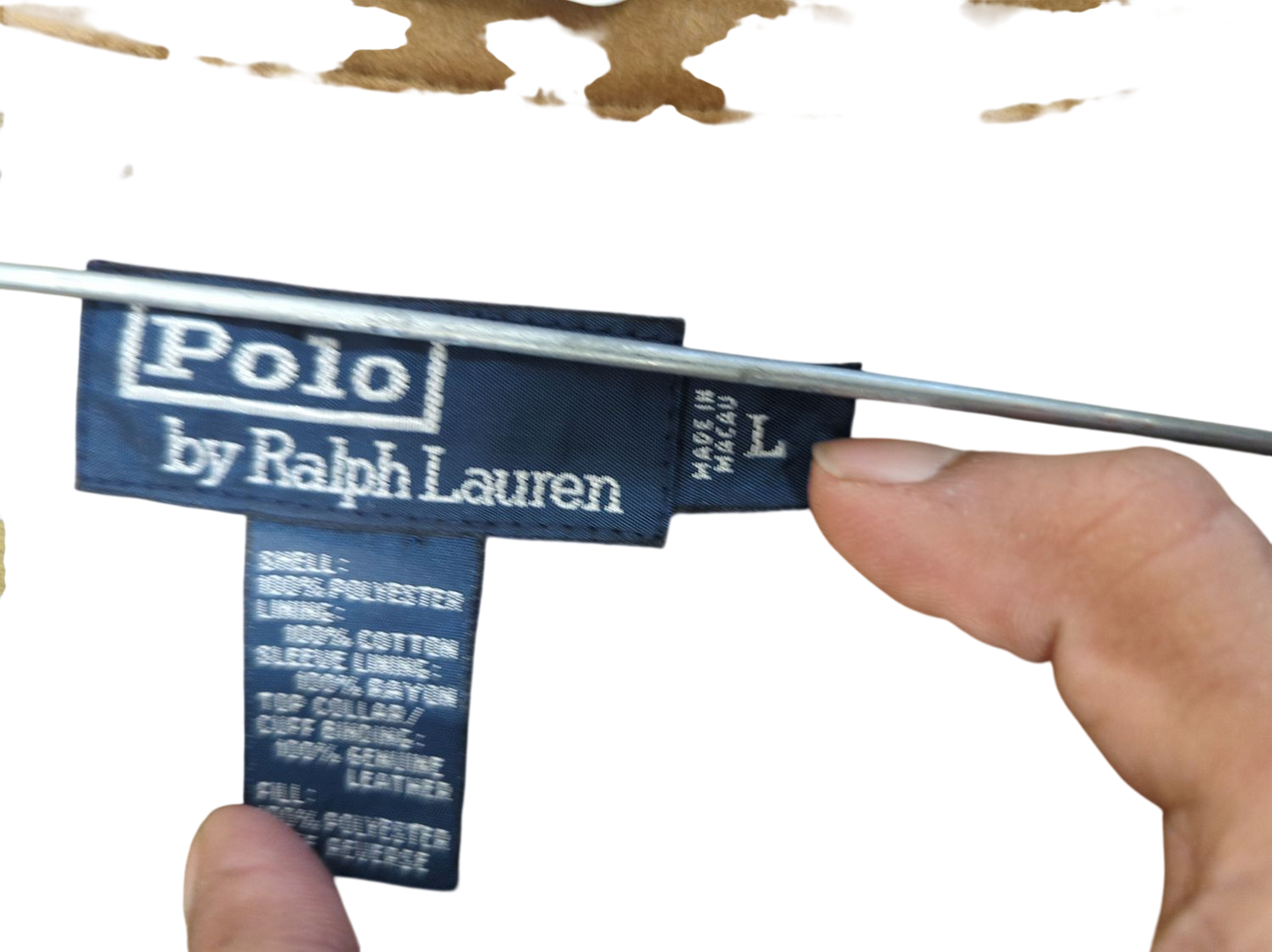 Polo by Ralph Lauren Black Quilted Jacket with Brown Collar - Size L