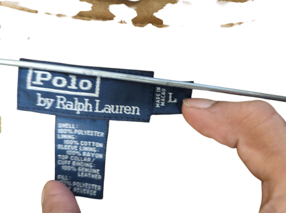 Polo by Ralph Lauren Black Quilted Jacket with Brown Collar - Size L