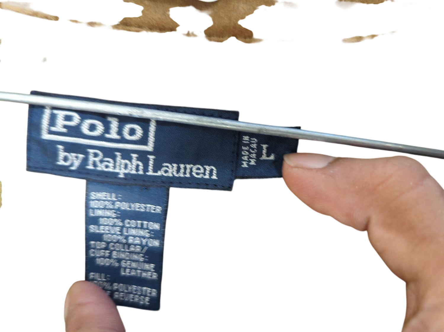 Polo by Ralph Lauren Black Quilted Jacket with Brown Collar - Size L
