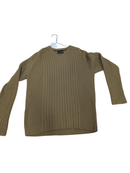 GAS Beige Ribbed V-neck Sweater - Size M