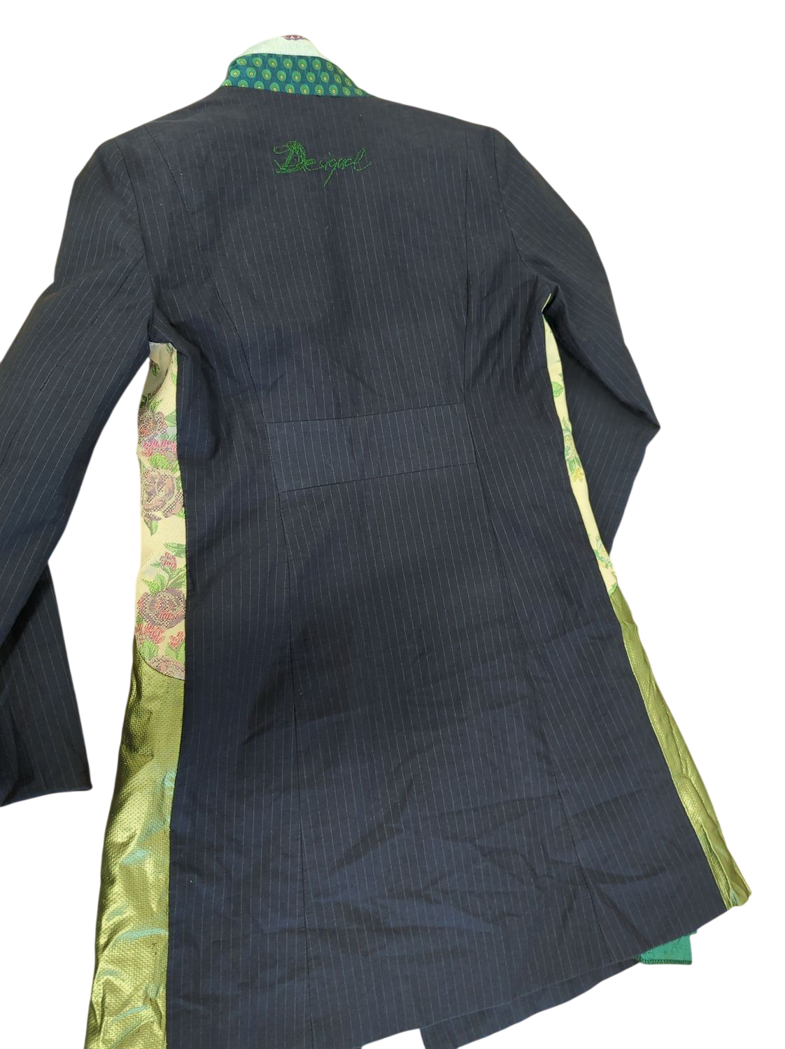 Desigual Colorful Patterned Navy Jacket with Green Accents