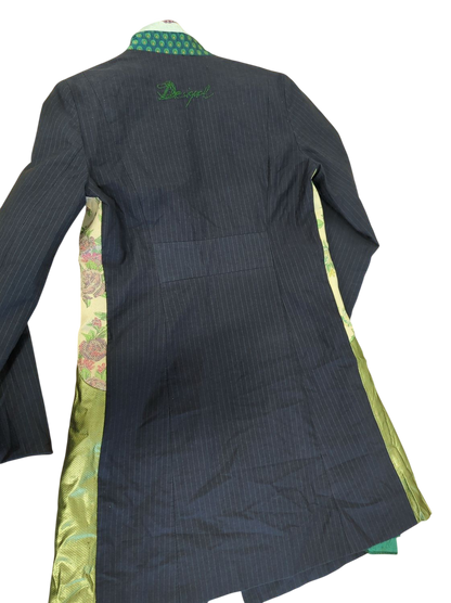Desigual Colorful Patterned Navy Jacket with Green Accents