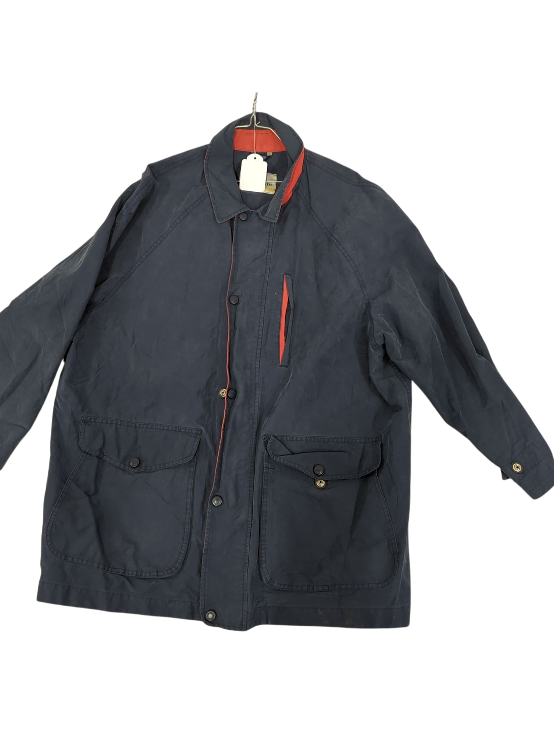 Trussardi Sport Navy Blue Windbreaker Jacket with Red Trim