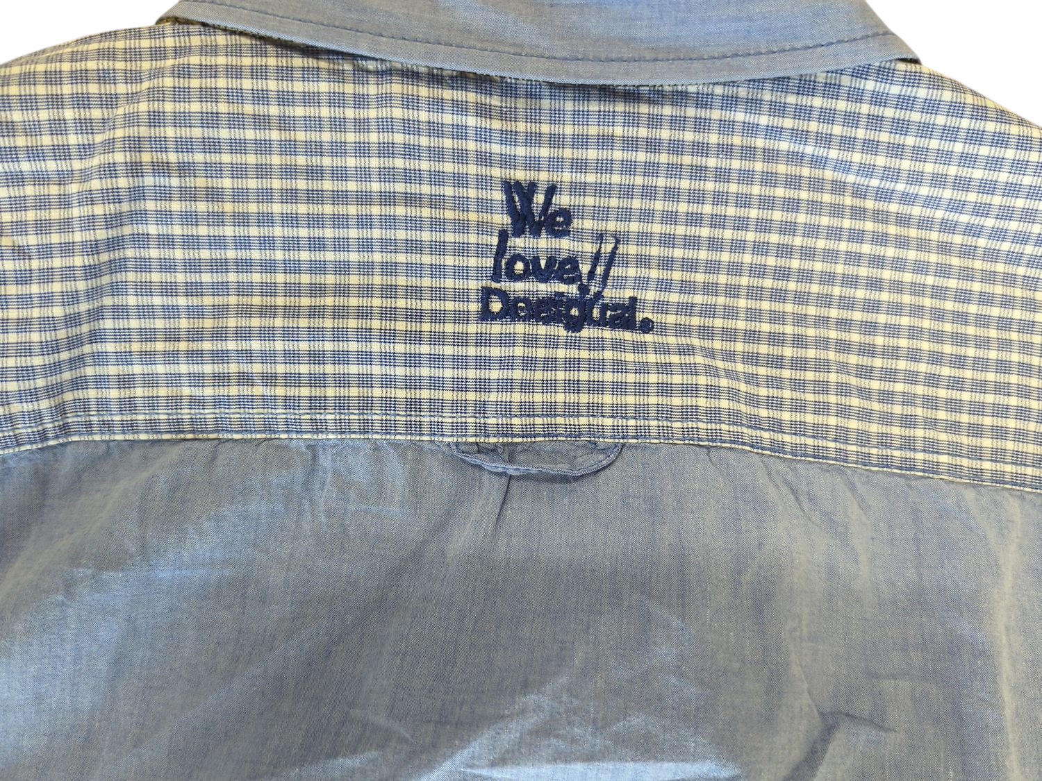 Desigual Blue Button-Down Shirt with Graphic Print - Size Regular