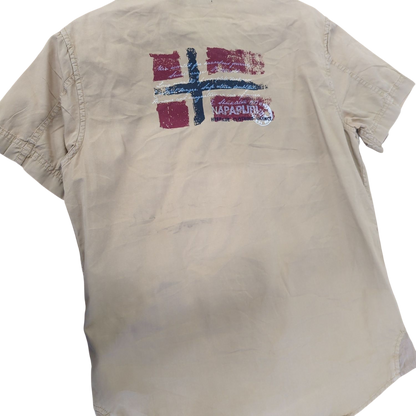Napapijri Beige Short Sleeve Button-Down Shirt - Size S