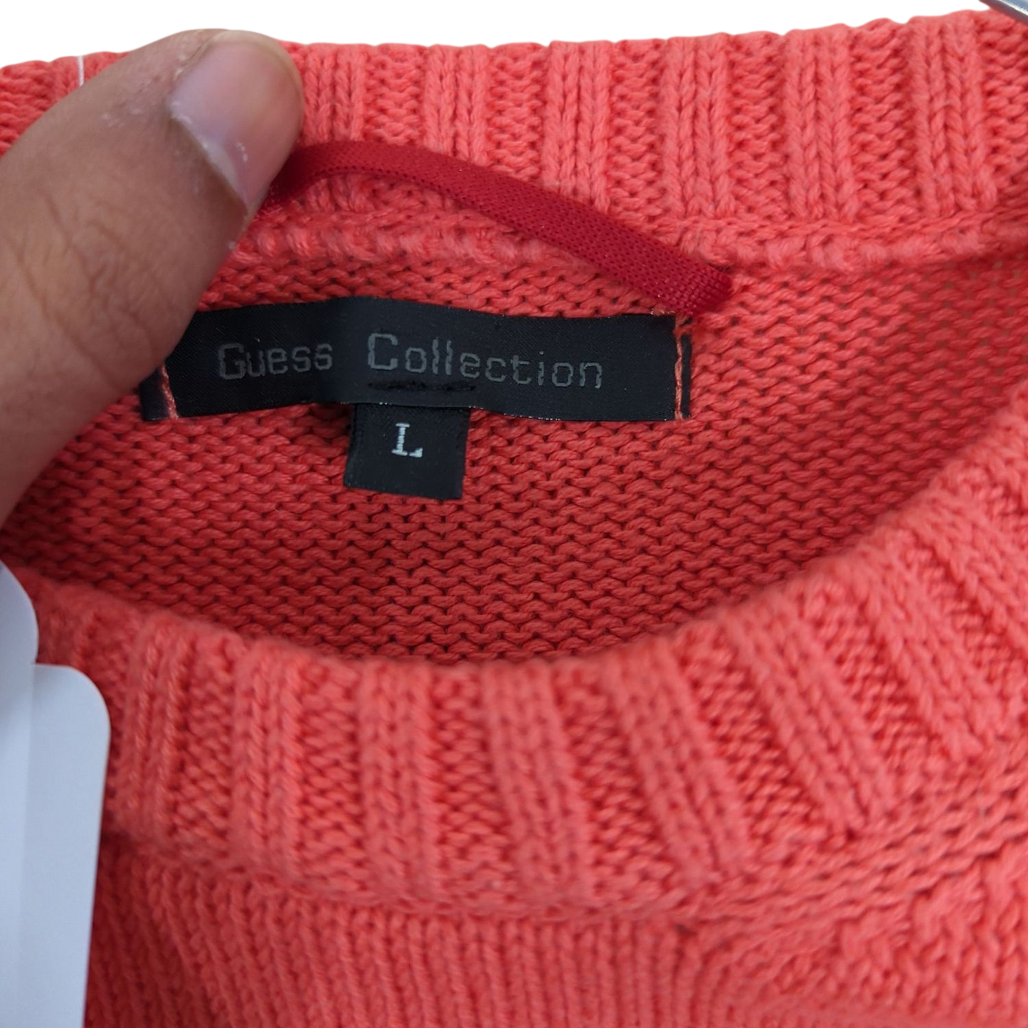 Guess Collection Coral Red Knit Sweater - Size L
