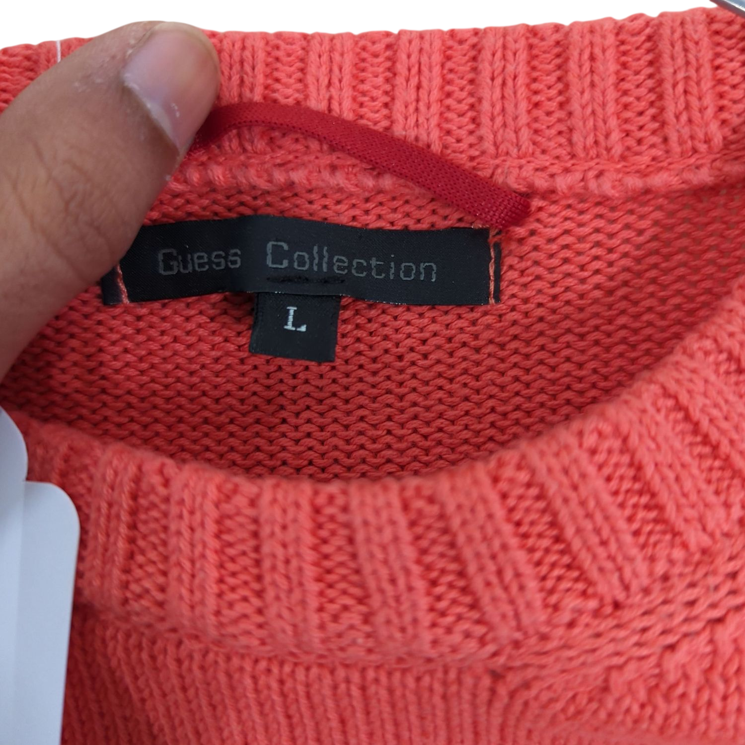Guess Collection Coral Red Knit Sweater - Size L