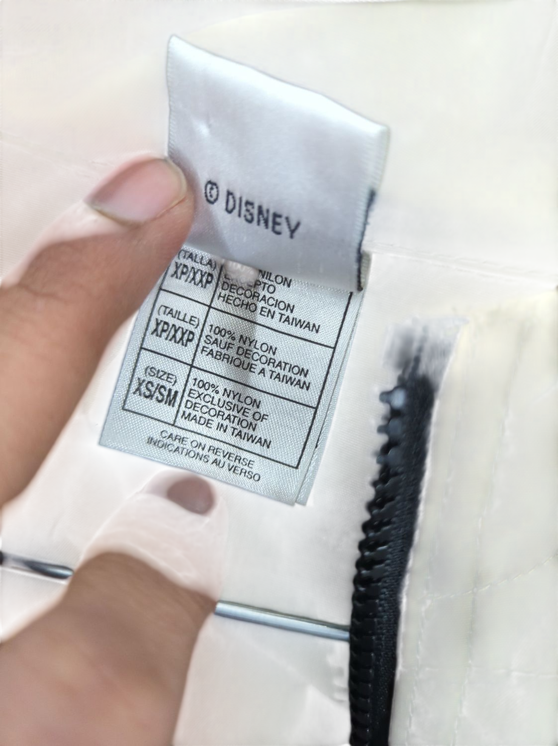 Disney Beige Windbreaker Jacket with Black and White Stripes