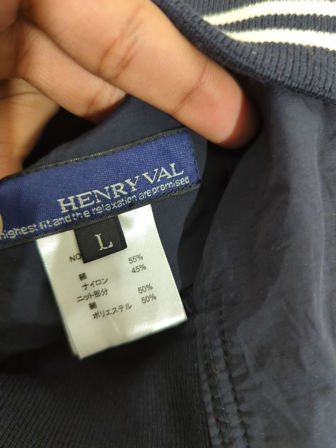 Henry Val Navy Windbreaker Jacket - Size L - Italian Sports Collection