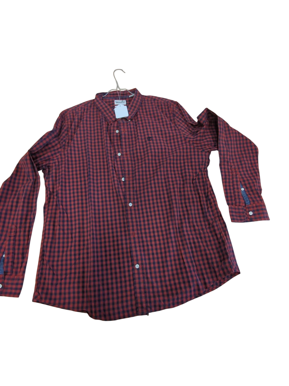 Timberland Red and Navy Checkered Button-Down Shirt - Size SL