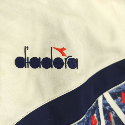 Vintage Diadora Track Jacket - Navy, Red & White Pattern