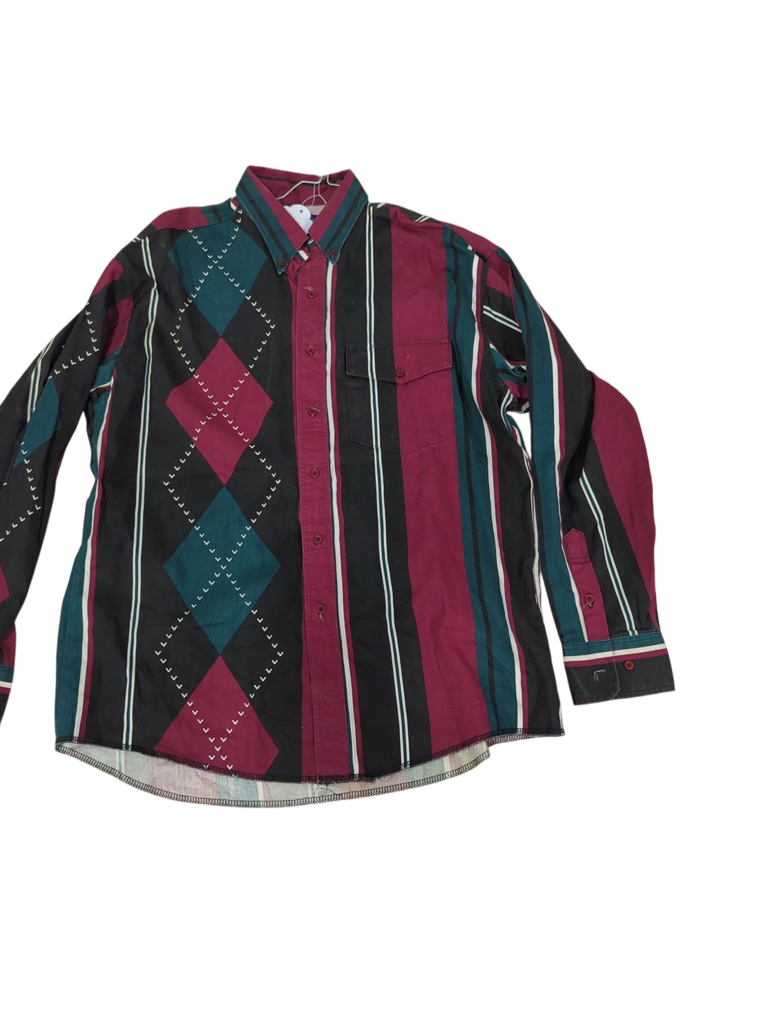 Vintage Wrangler Button-Down Shirt - Argyle Pattern - Size 17-35