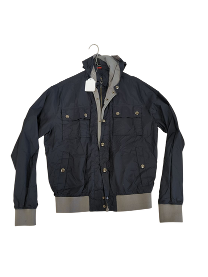 Fay Navy Blue Parka Jacket with Grey Trim - Size L