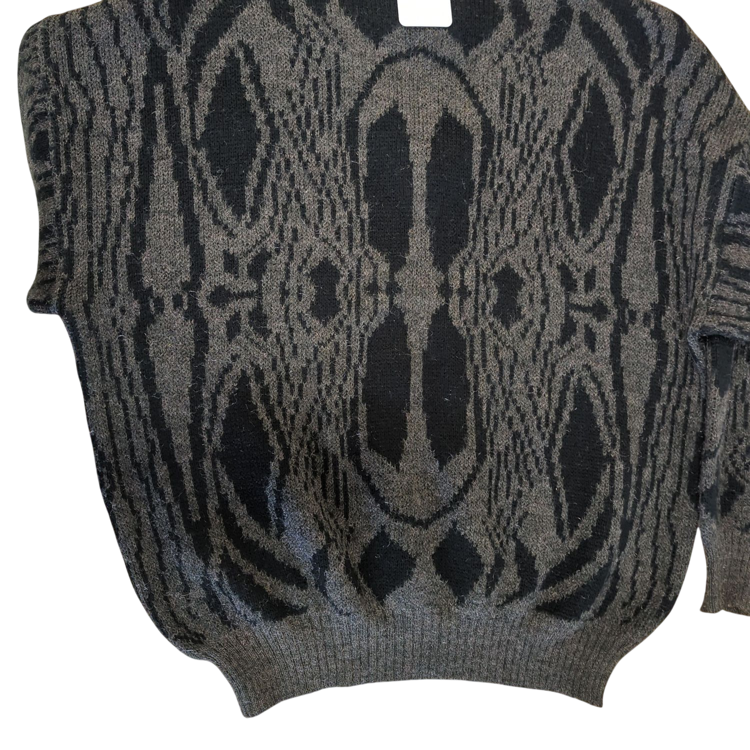 Monte Carlo Grey & Black Patterned Wool Sweater - Size S