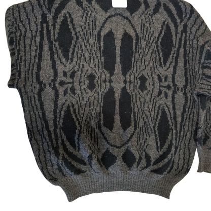 Monte Carlo Grey & Black Patterned Wool Sweater - Size S