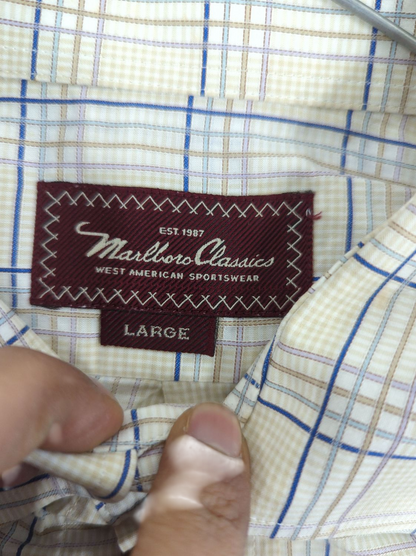 Marlboro Classics Checkered Button-Down Shirt - Size Large