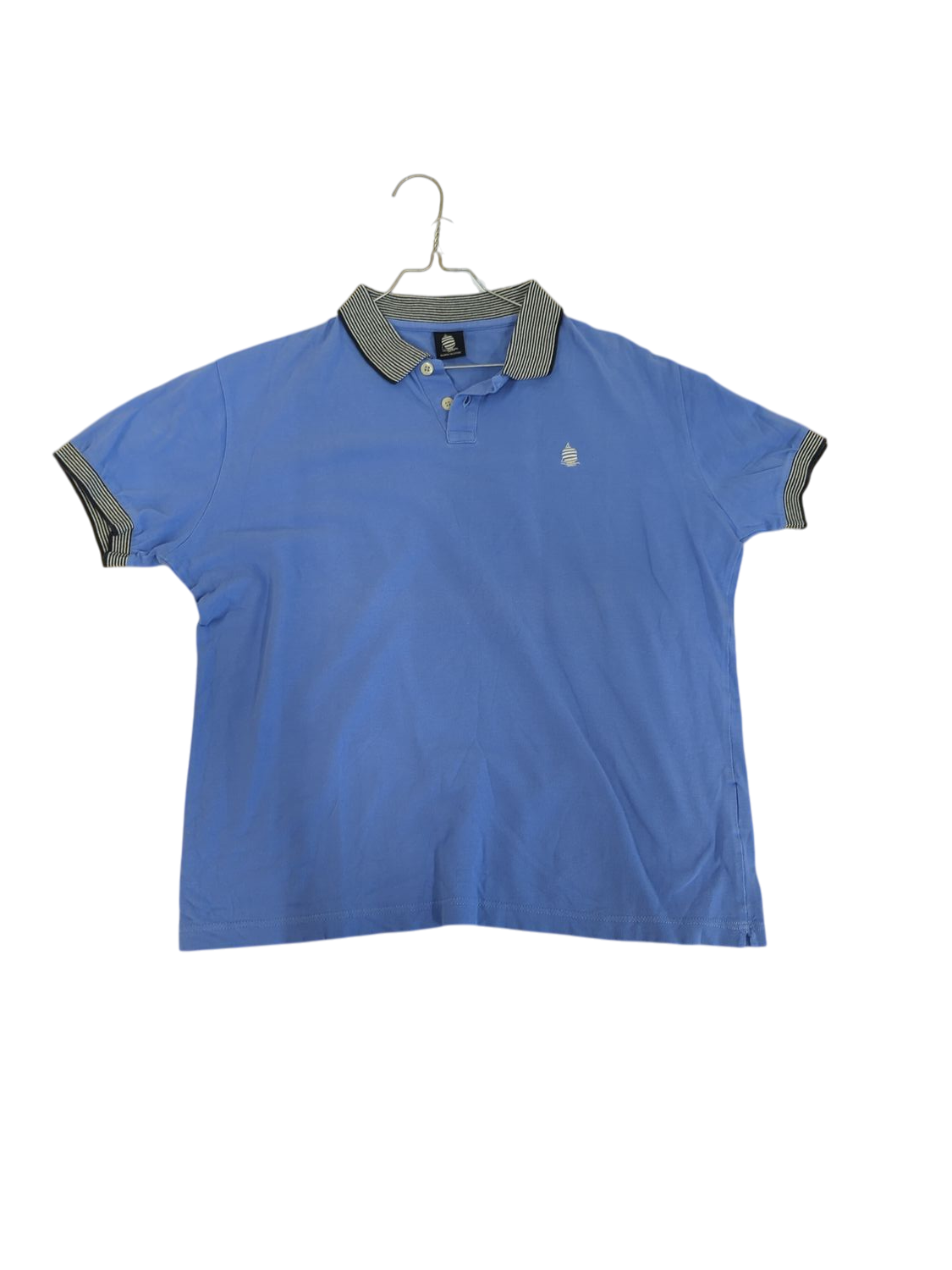 Marina Yachting Blue Polo Shirt with Striped Collar Trim