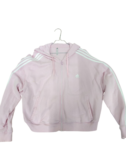 Adidas Pink Bomber Jacket with White Stripes - Size XL