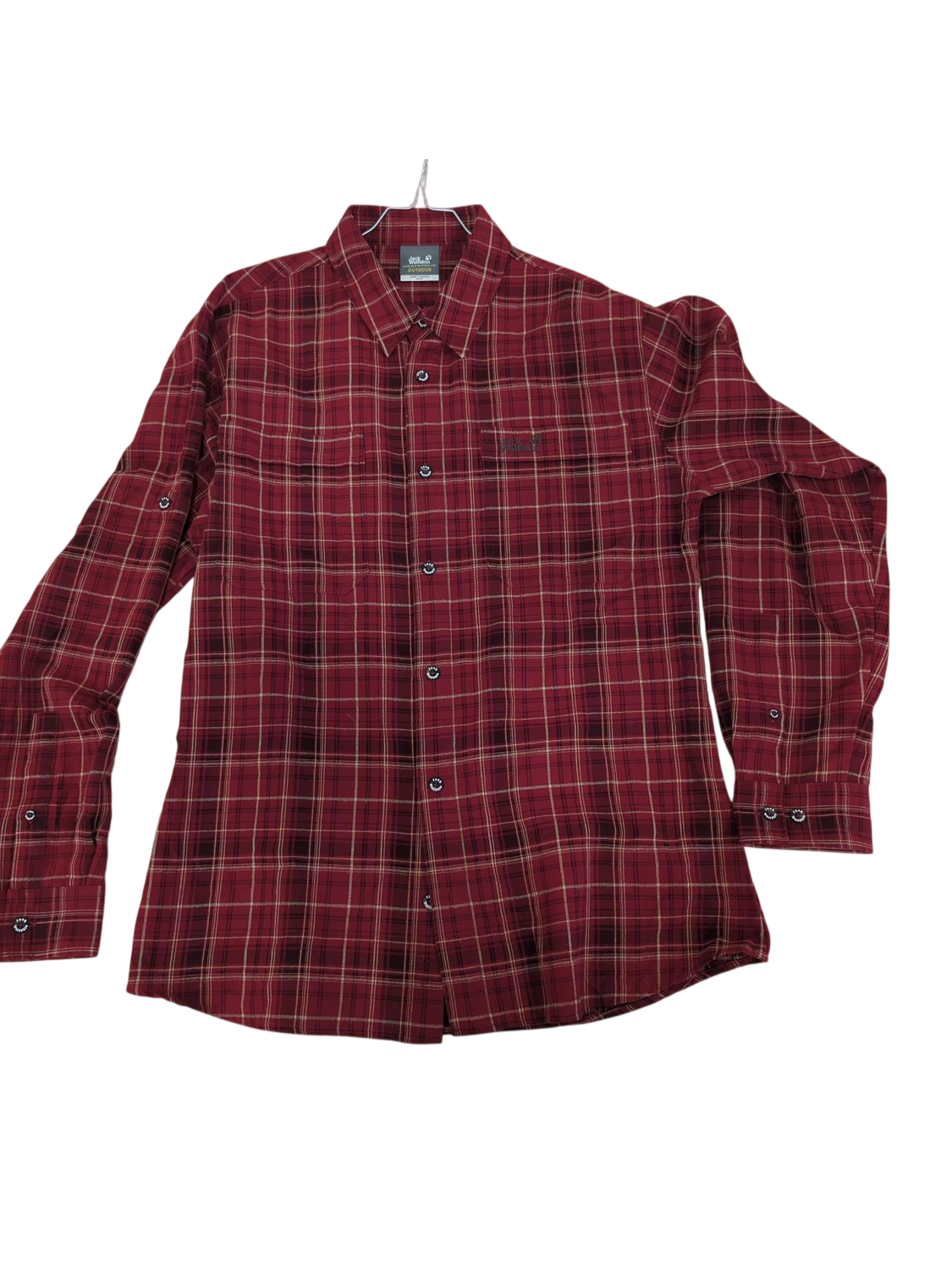 Jack Wolfskin Red Plaid Button-Down Outdoor Shirt - Size L