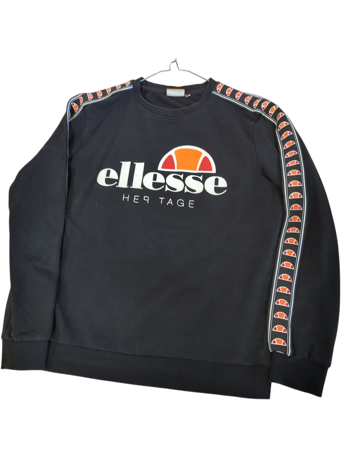 Ellesse Heritage Black Sweatshirt with Tape Detail - Size M